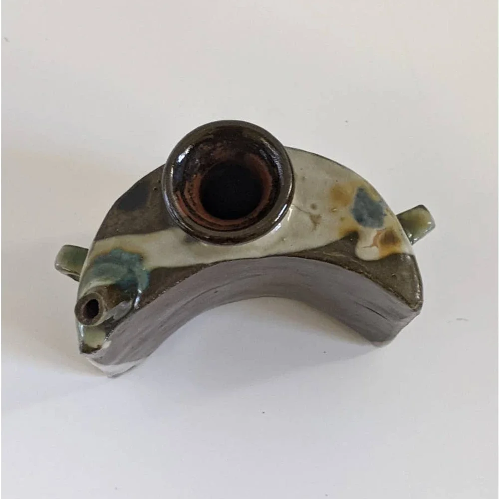 Vintage Japanese Dachibin Sake Flask Mid Century Okinawan Folk Pottery Awamori